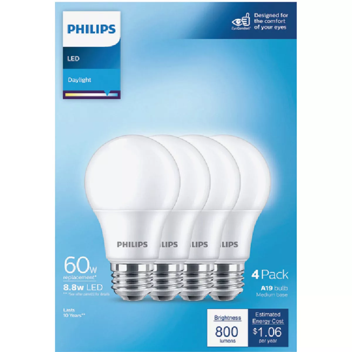 Philips 60W Equivalent Daylight A19 Medium LED Light Bulb (4-Pack) - photo 2