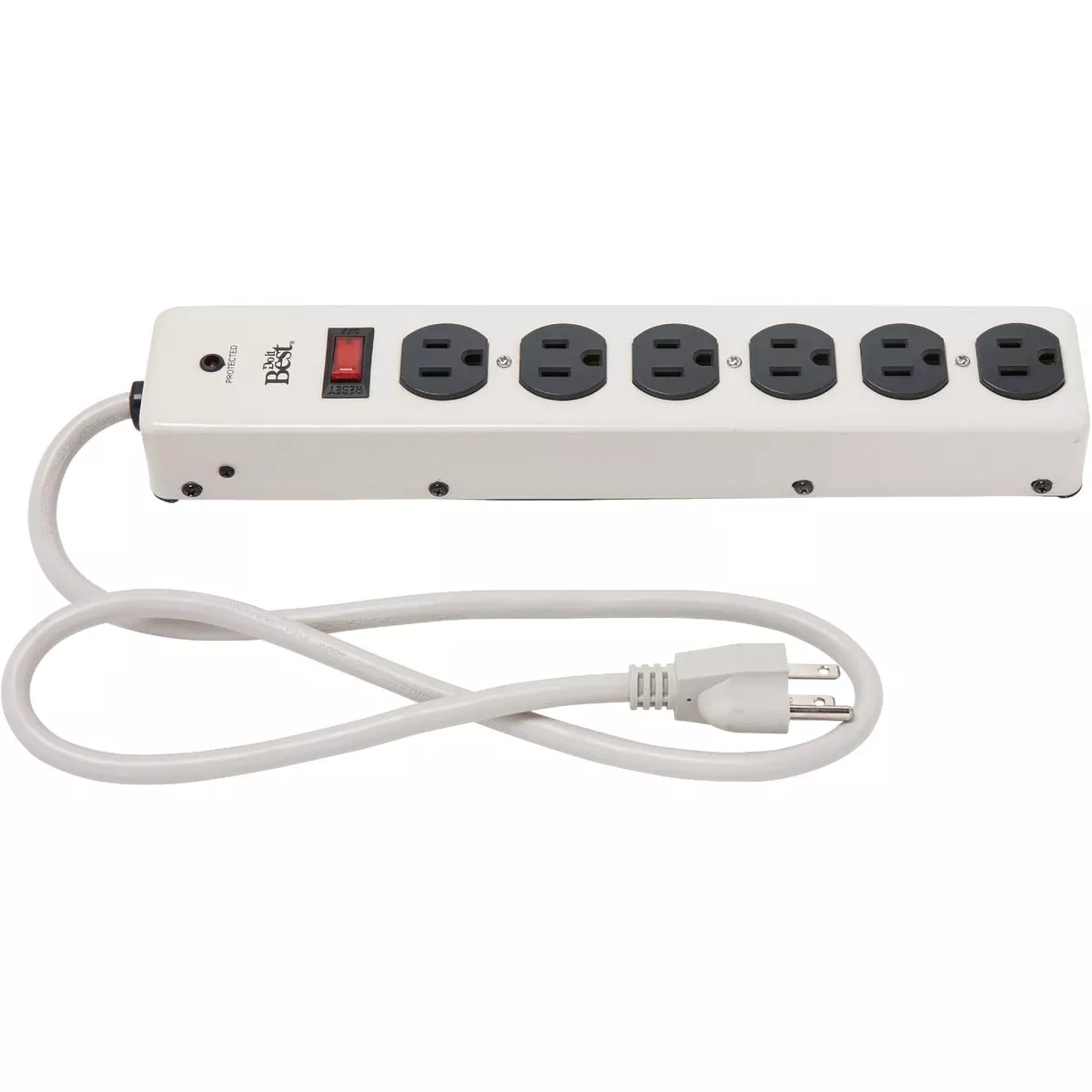 Do it Best 6-Outlet 750J Gray Metal Surge Protector Strip with 3 Ft. Cord - photo 2