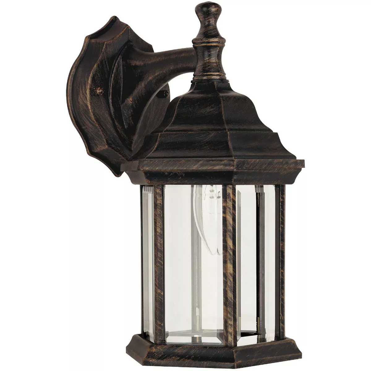 Canarm Antique Black with Gold Highlights Incandescent Type A Outdoor Wall Light Fixture