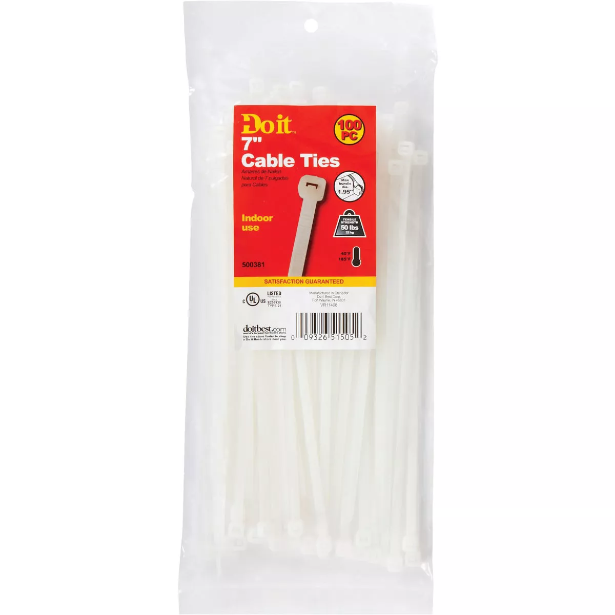 Do it Best 8 In. x 0.189 In. Natural Color Molded Nylon Cable Tie (100-Pack)