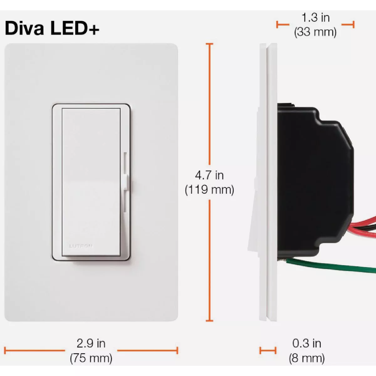 Lutron Diva Incandescent/Halogen/LED/CFL Ivory Slide Dimmer Switch - photo 5