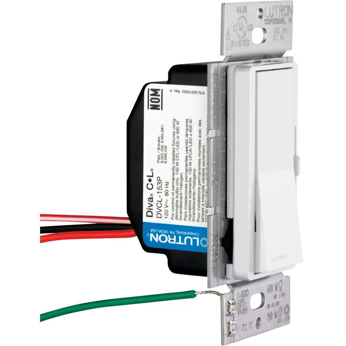 Lutron Diva Incandescent/Halogen/LED/CFL Ivory Slide Dimmer Switch - photo 16