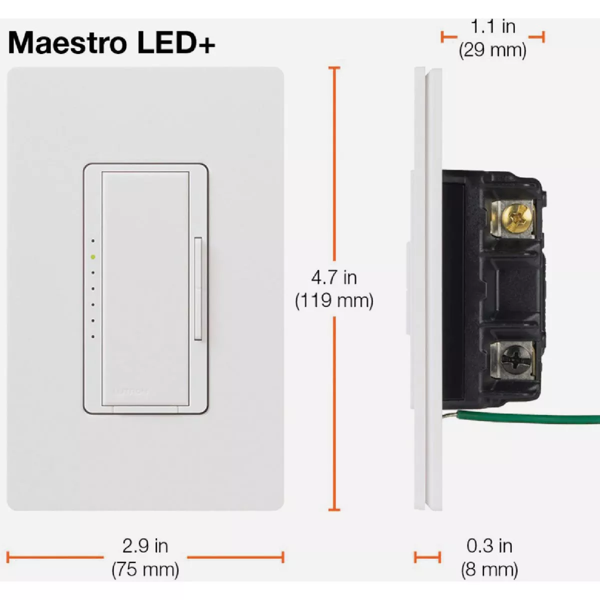 Lutron Maestro Halogen/Incandescent/LED/CFL White Digitaln Slide Dimmer Switch Kit - photo 12