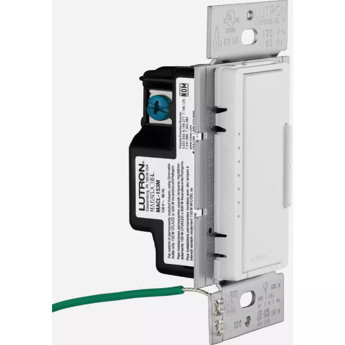 Lutron Maestro Halogen/Incandescent/LED/CFL White Digitaln Slide Dimmer Switch Kit - photo 3