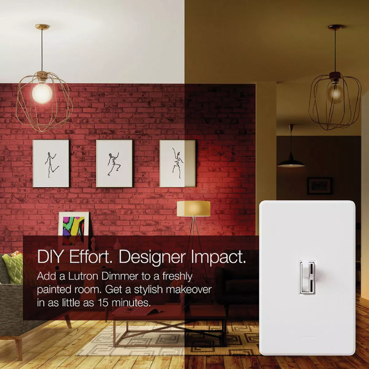 Lutron Toggler Incandescent/Halogen/LED/CFL Ivory Slide Dimmer Switch - photo 4