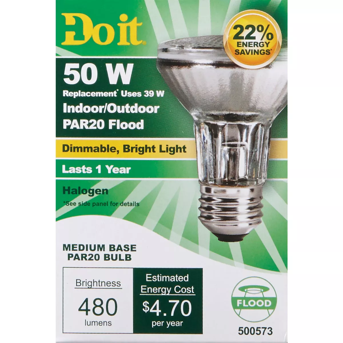 Do it 50W Equivalent Clear Medium Base PAR20 Halogen Floodlight Light Bulb - photo 2