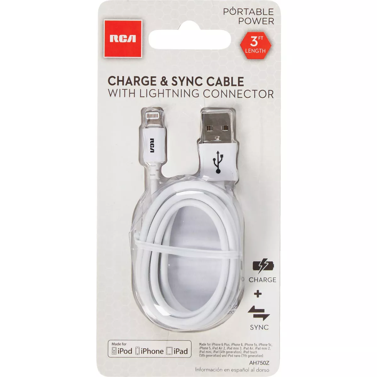 RCA 3 Ft. White Lightning USB Charging & Sync Cable - photo 3