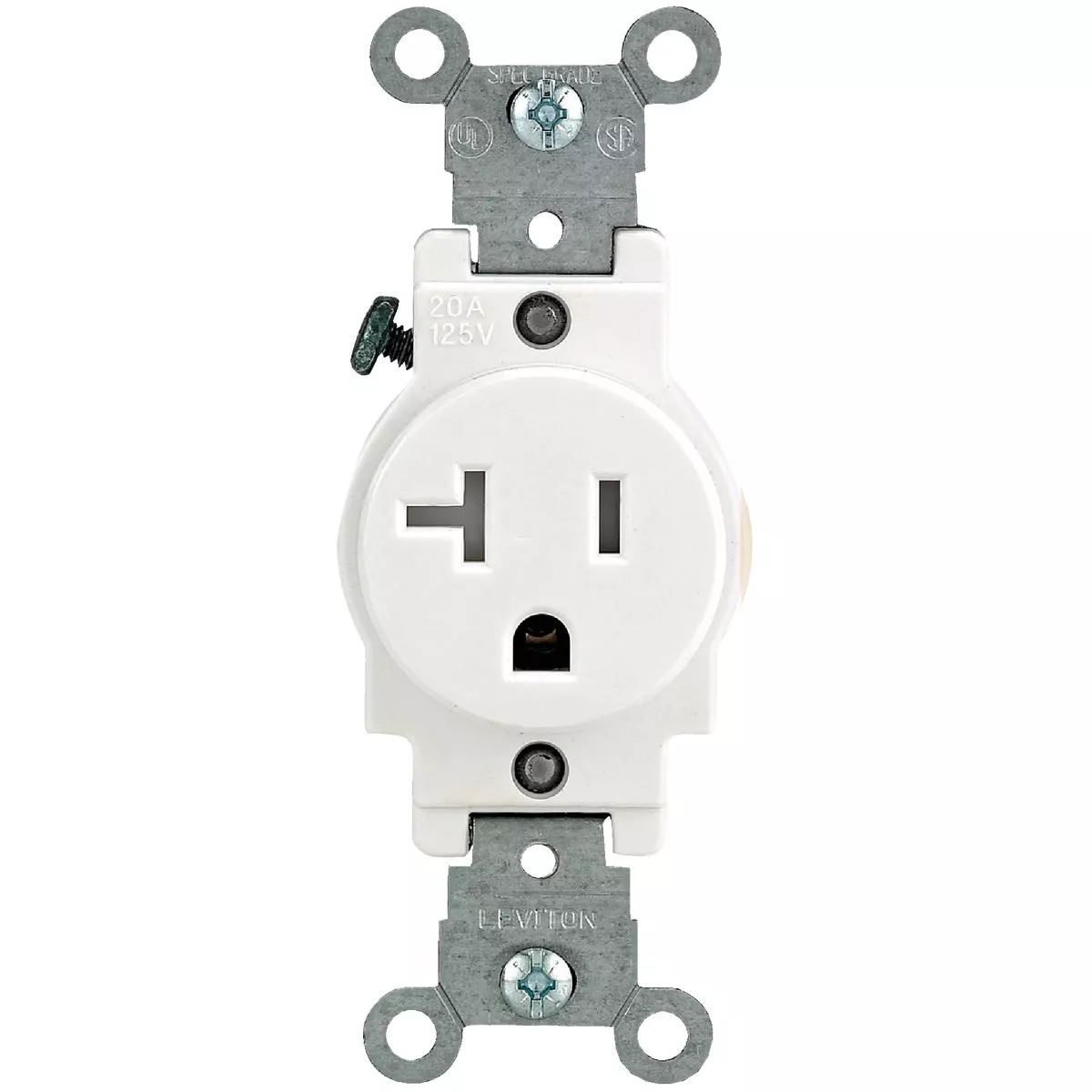 Leviton 20A White Commercial Grade 5-20R Tamper Resistant Single Outlet - photo 2