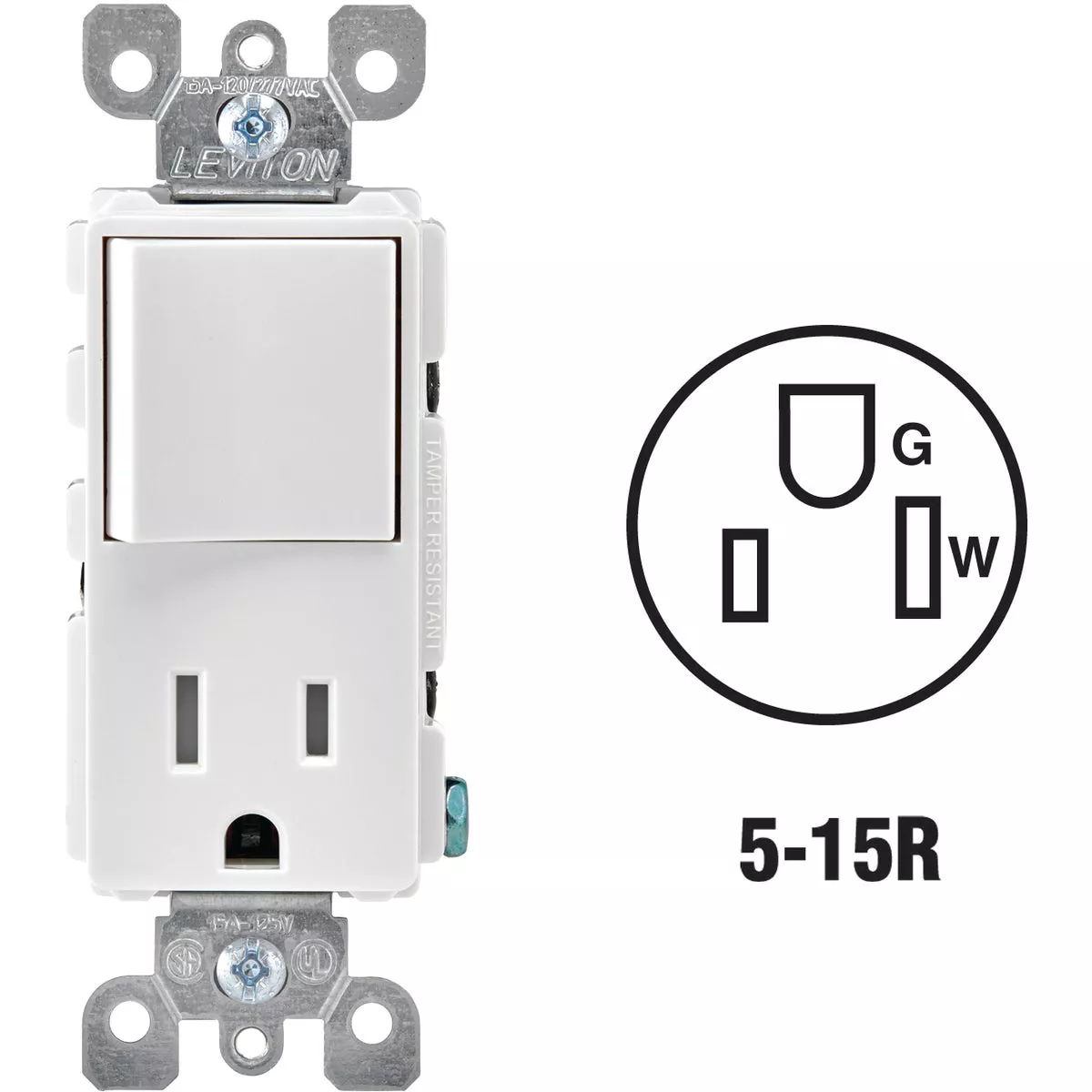 Leviton Decora White 15A Switch & Outlet