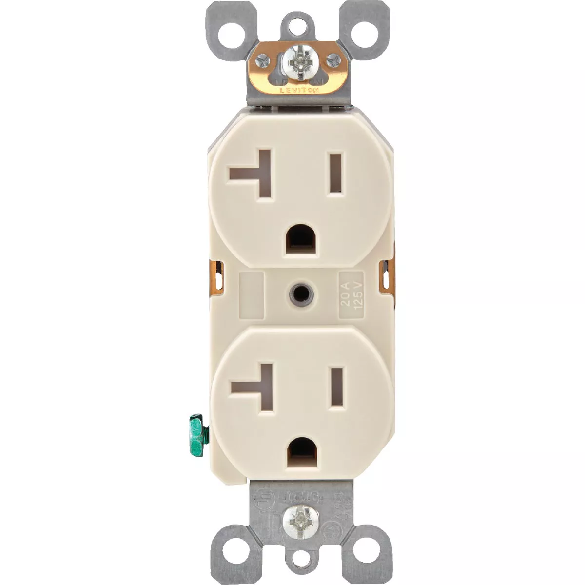 Leviton 20A Light Almond Tamper Resistant Residential Grade 5-20R Duplex Outlet - photo 2
