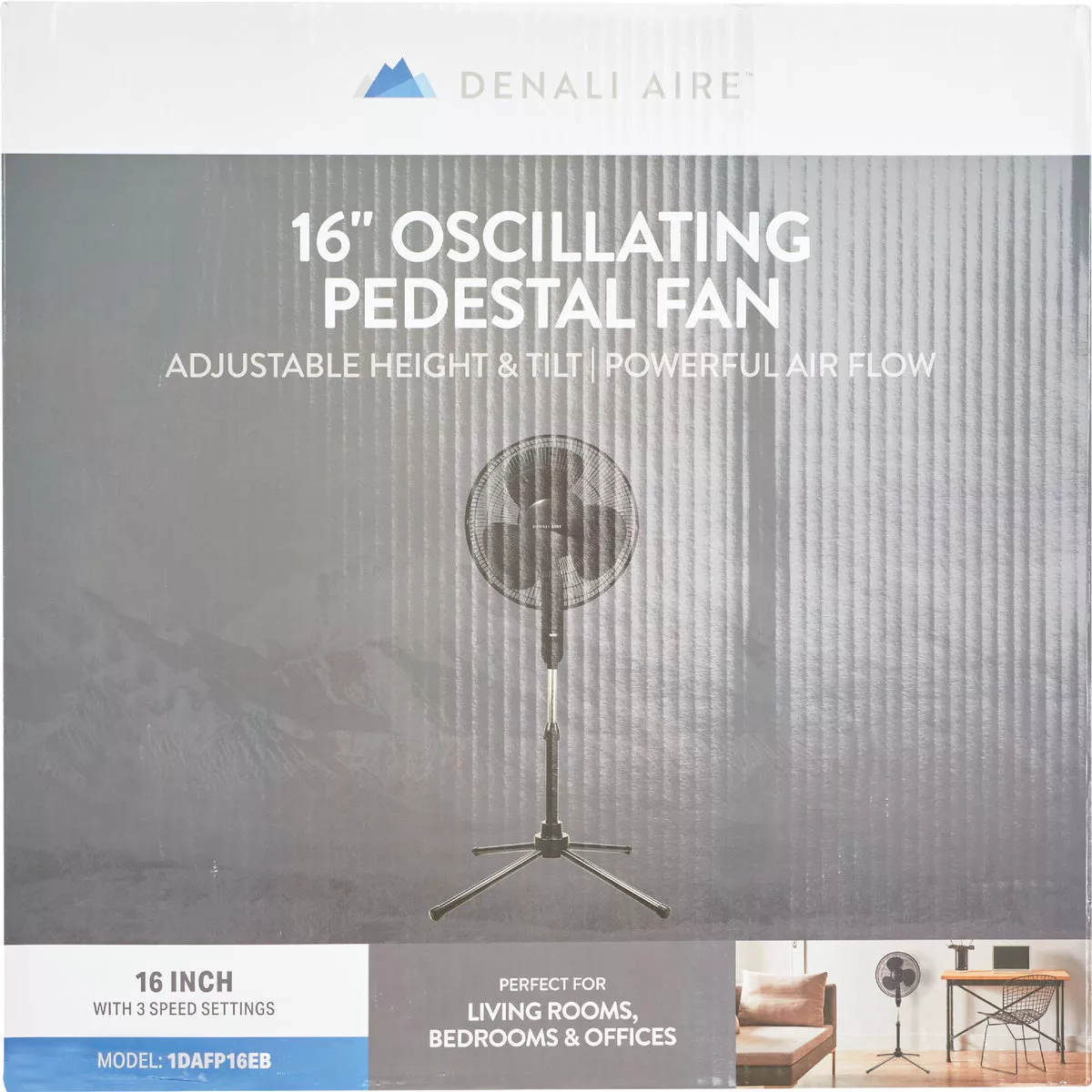 Denali Aire 16 In. 3-Speed Black Oscillating Pedestal Fan - photo 2