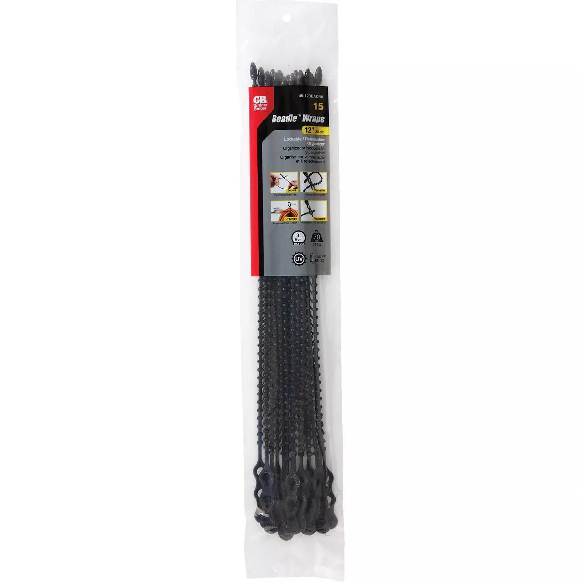 Gardner Bender Beadle Wrap 12 In. x 1/4 In. Black Flexible Plastic Cable Tie (15-Pack) - photo 2