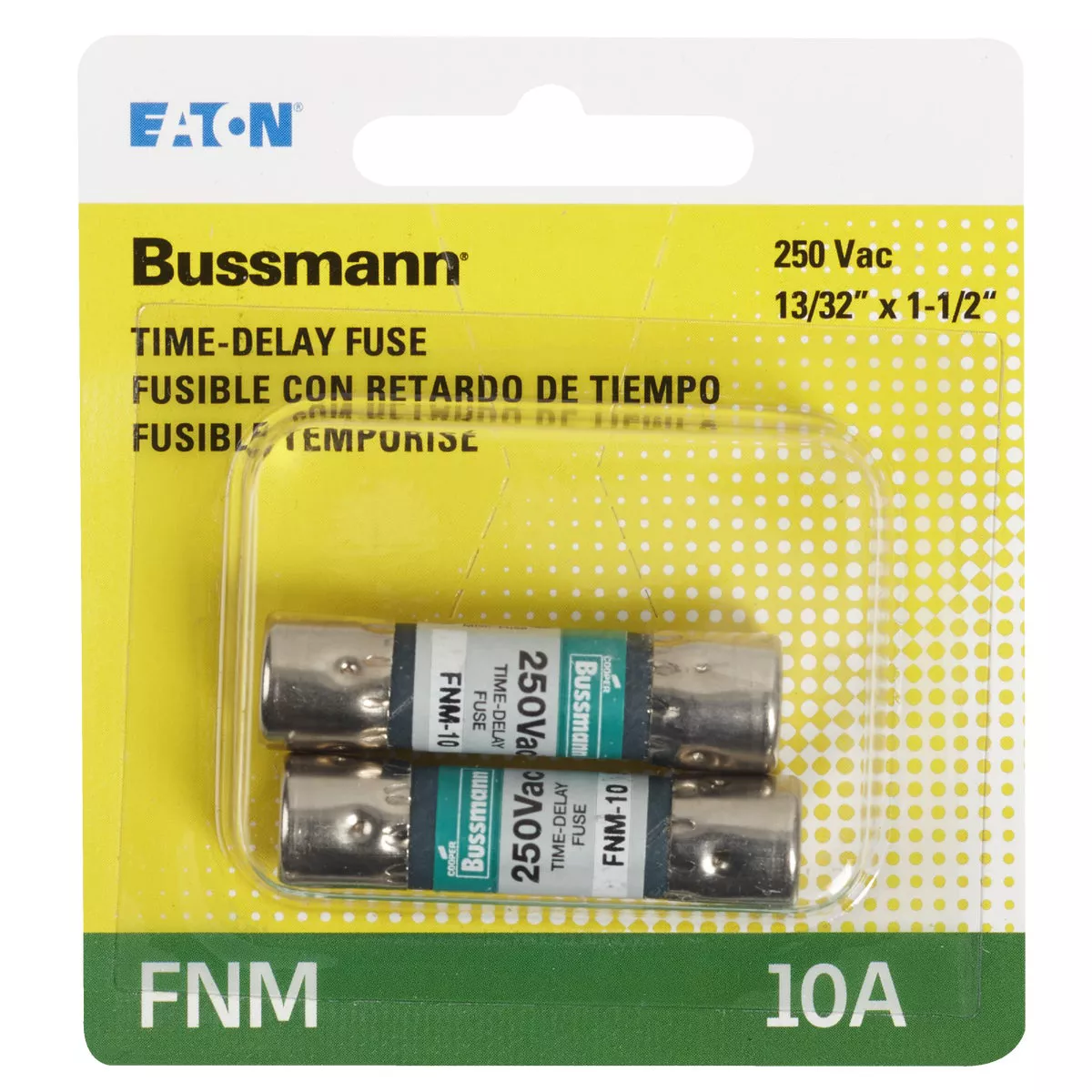 Bussmann 10A Fusetron FNM Cartridge General Purpose Time Delay Cartridge Fuse (2-Pack) - photo 2