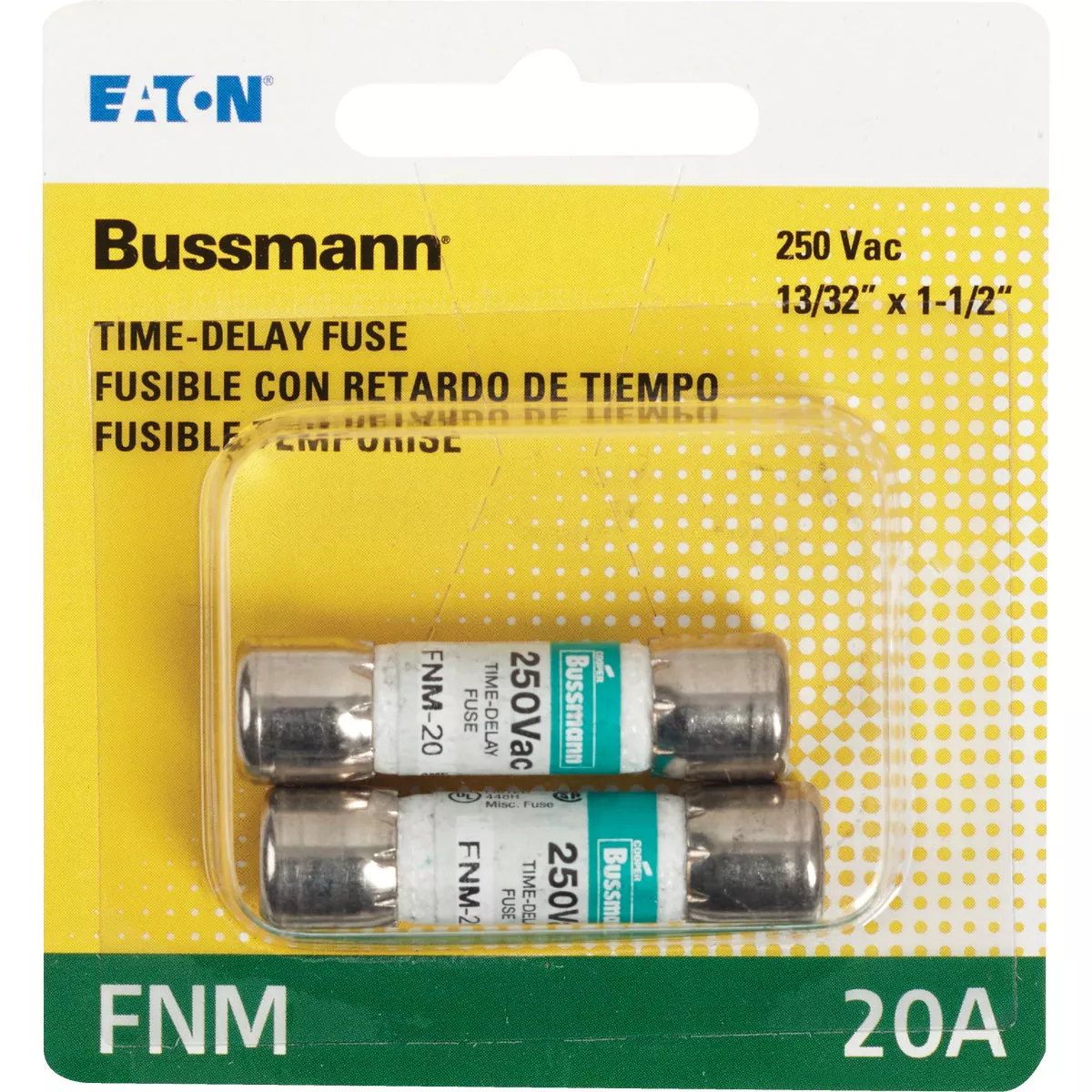 Bussmann 20A Fusetron FNM Cartridge General Purpose Time Delay Cartridge Fuse (2-Pack) - photo 2