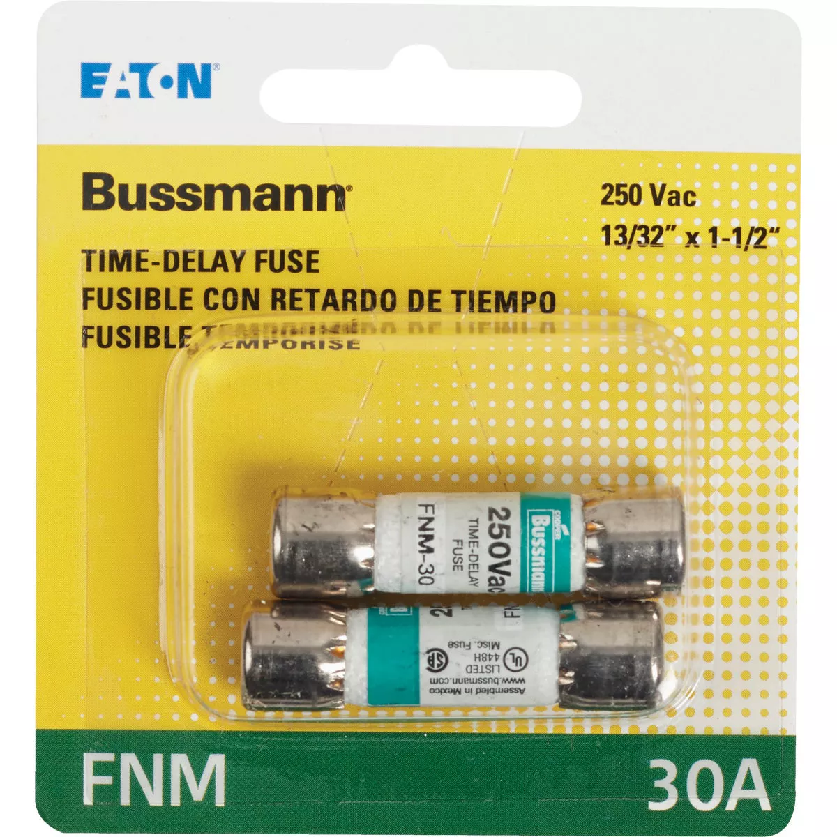 Bussmann 30A Fusetron FNM Cartridge General Purpose Time Delay Cartridge Fuse (2-Pack) - photo 2