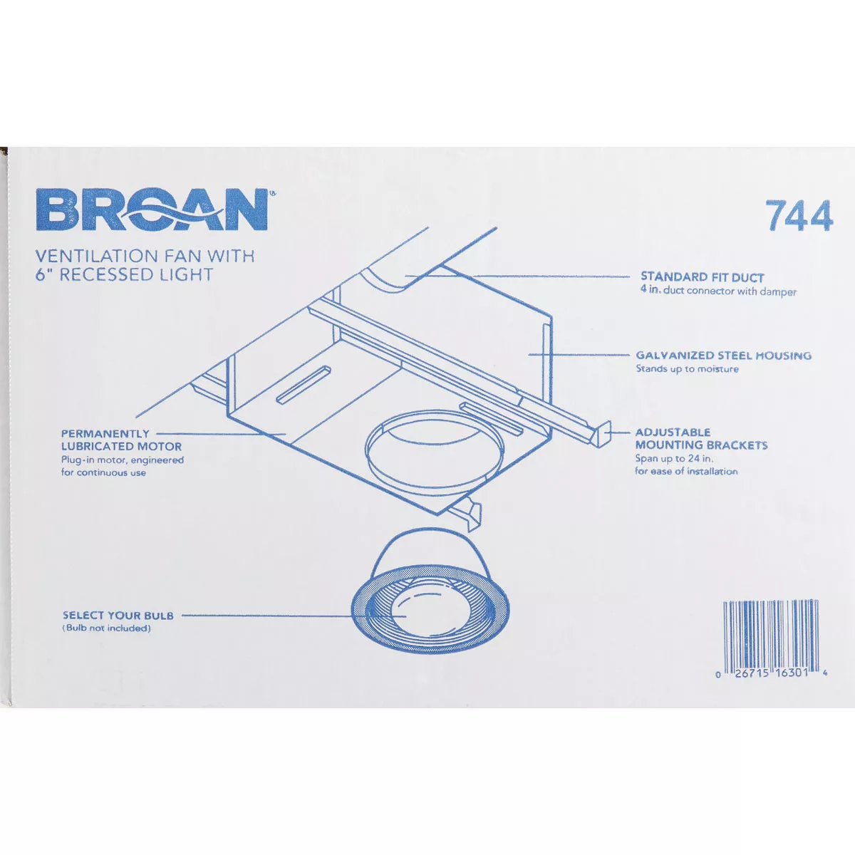 Broan-NuTone 70 CFM 1.5 Sones 120V Bath Exhaust Fan with Recessed Light - photo 3
