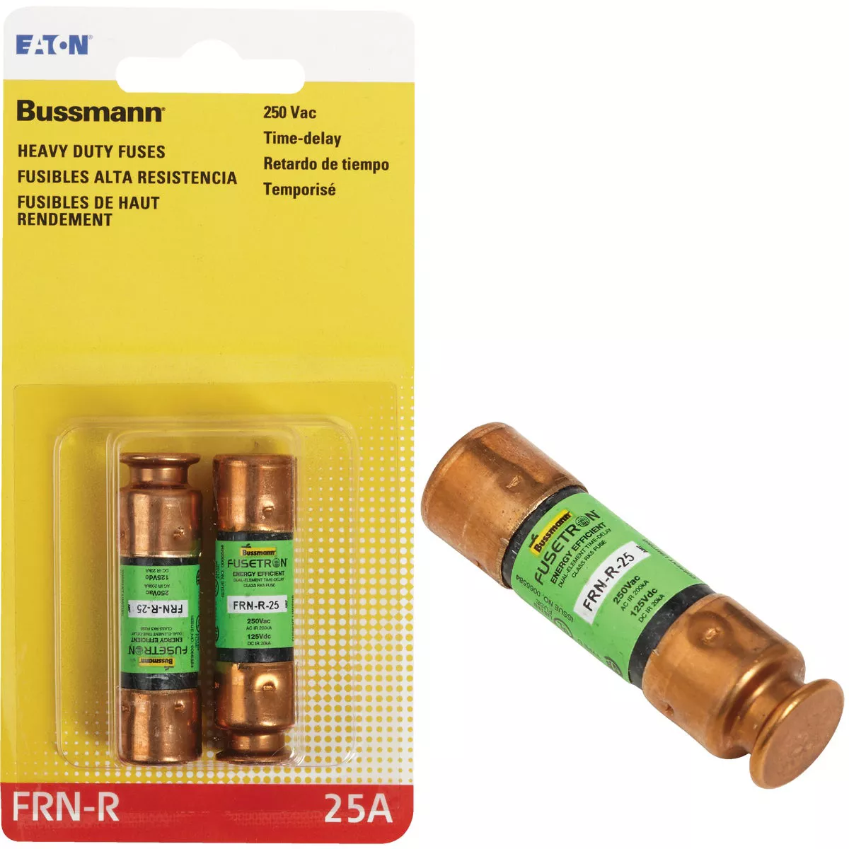 Bussmann 25A FRN-R Cartridge Heavy-Duty Time Delay Cartridge Fuse (2-Pack)