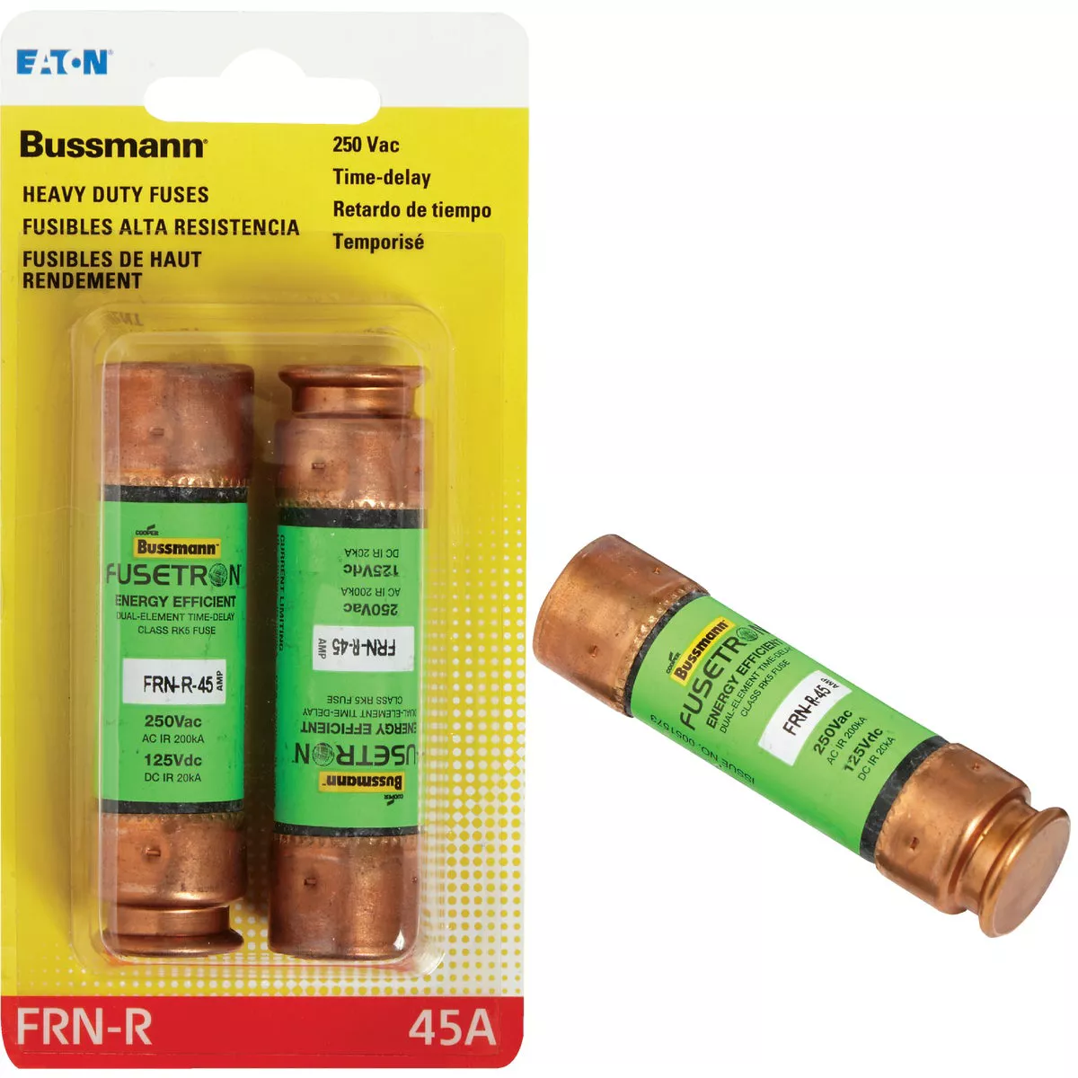 Bussmann 45A FRN-R Cartridge Heavy-Duty Time Delay Cartridge Fuse (2-Pack)