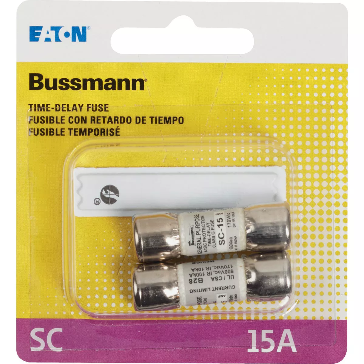 Bussmann 15A Midget Cartridge Time Delay Cartridge Fuse (2-Pack) - photo 2