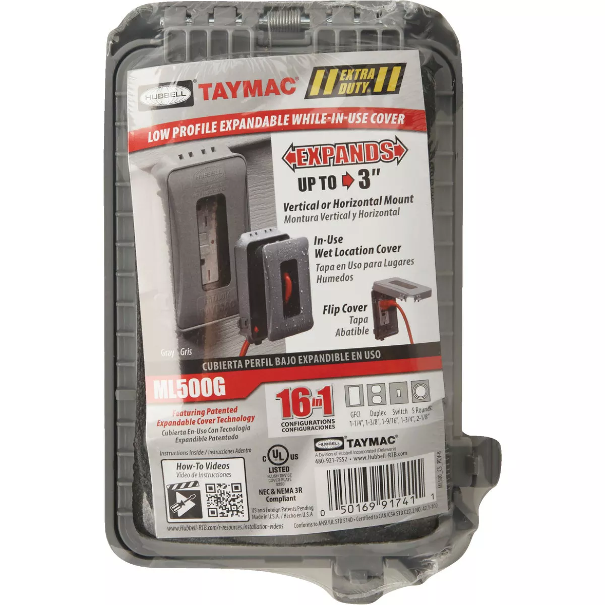 Hubbell Single Gang Vertical/Horizontal Mount Gray Expandable In-Use Outdoor Outlet Cover - photo 2