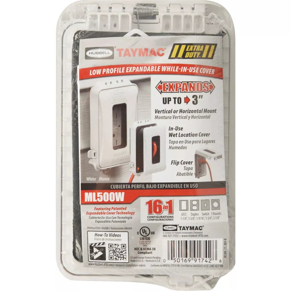 Hubbell Single Gang Vertical/Horizontal Mount White Expandable In-Use Outdoor Outlet Cover - photo 2