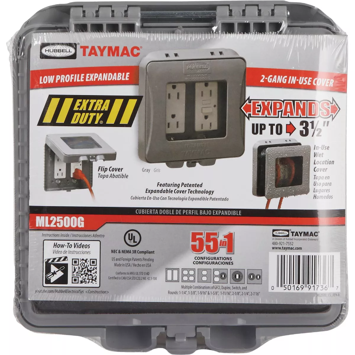 Hubbell Double Gang Vertical/Horizontal Moung Expandable In-Use Outdoor Outlet Cover - photo 2