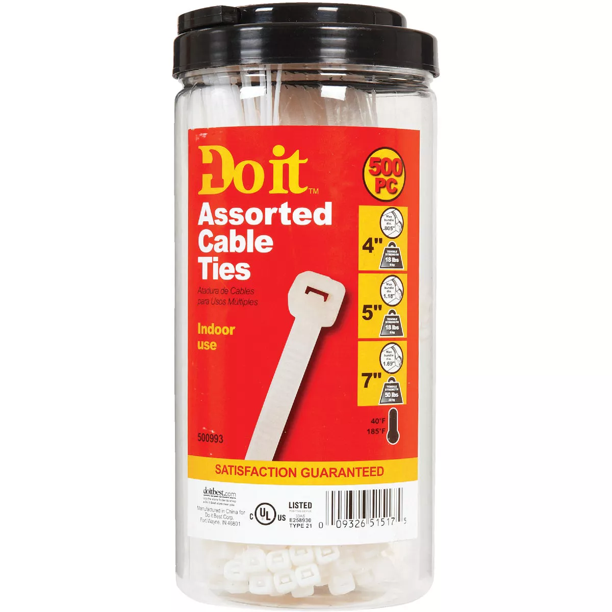 Do it Best Self-Locking Molded Nylon Natural Cable Tie Assortment (500-Piece) - photo 2