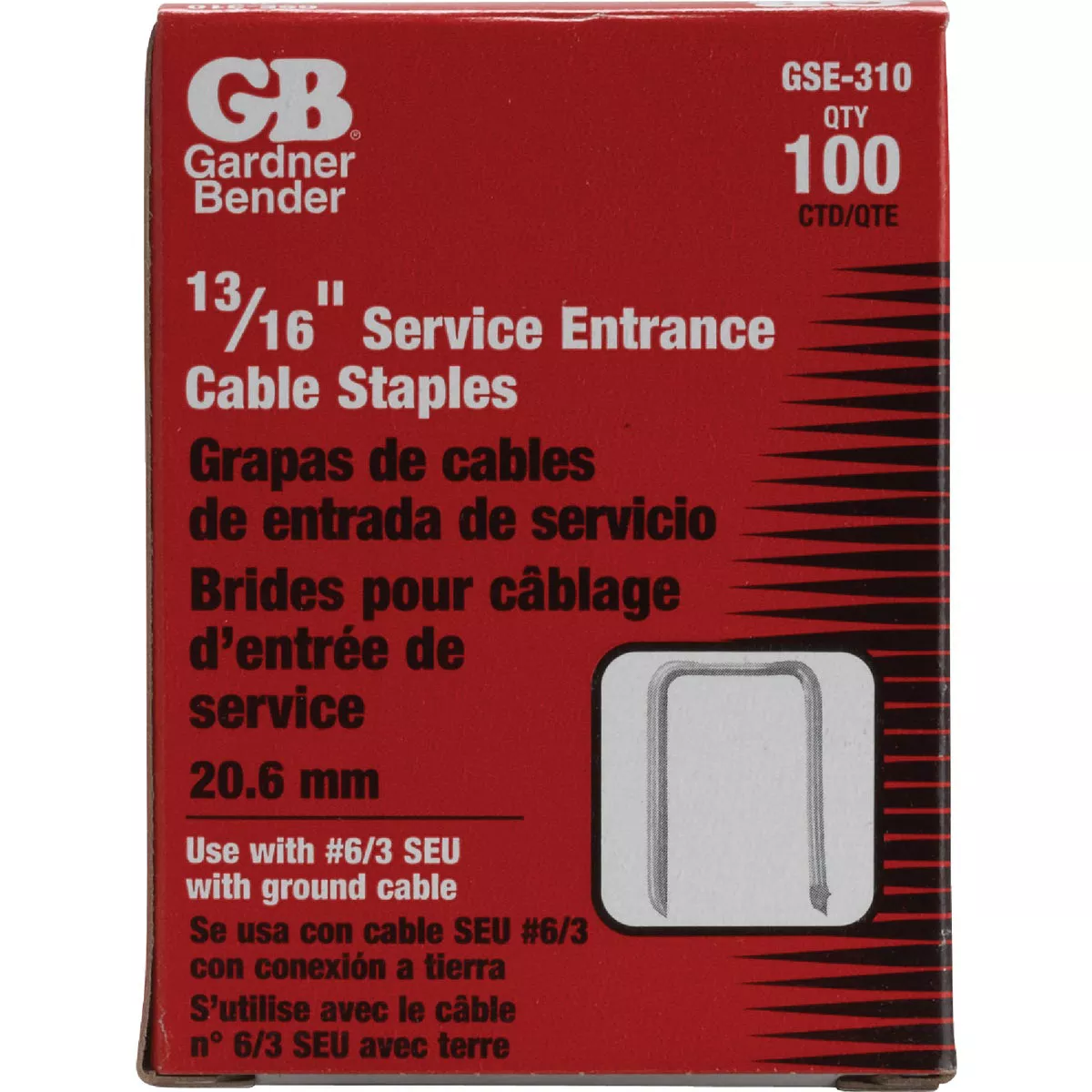 Gardner Bender 1-3/8 In. x 13/16 In. Steel Service Entrance Cable Staple (100-Count) - photo 2