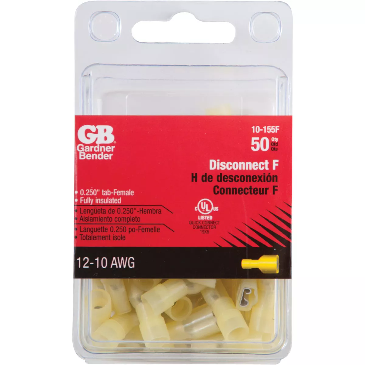 Gardner Bender 12 to 10 AWG Female Yellow Fully-Insulated Disconnect (50-Pack)