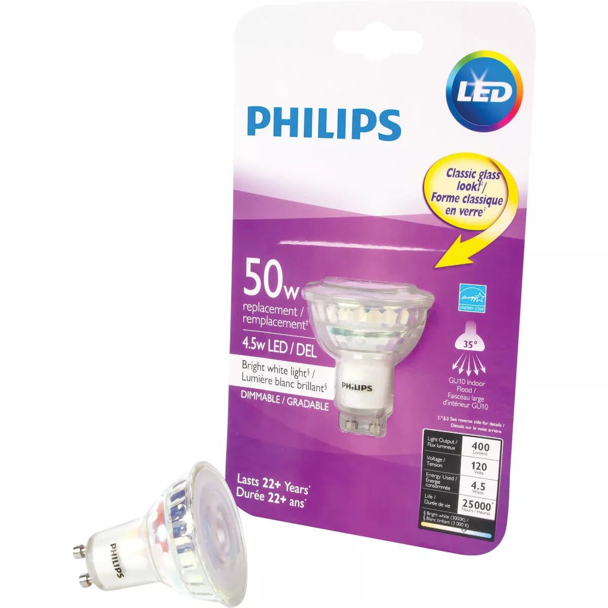 Philips 50W Equivalent Bright White MR16 GU10 LED Spotlight Light Bulb