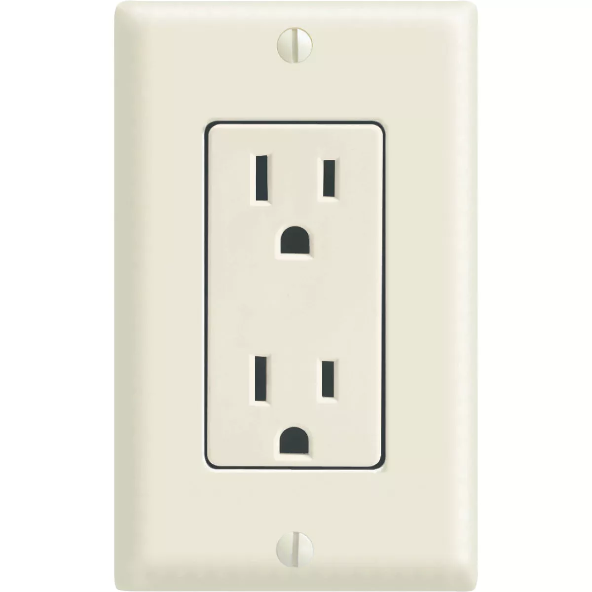 Leviton Decora 15A Light Almond Residential Grade 5-15R Duplex Outlet with Wall Plate