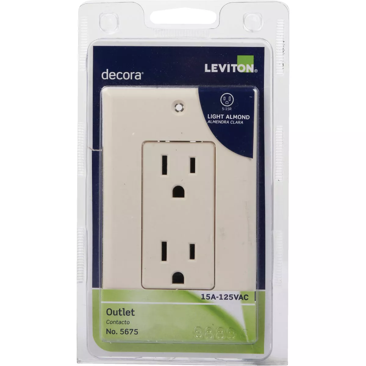 Leviton Decora 15A Light Almond Residential Grade 5-15R Duplex Outlet with Wall Plate - photo 2