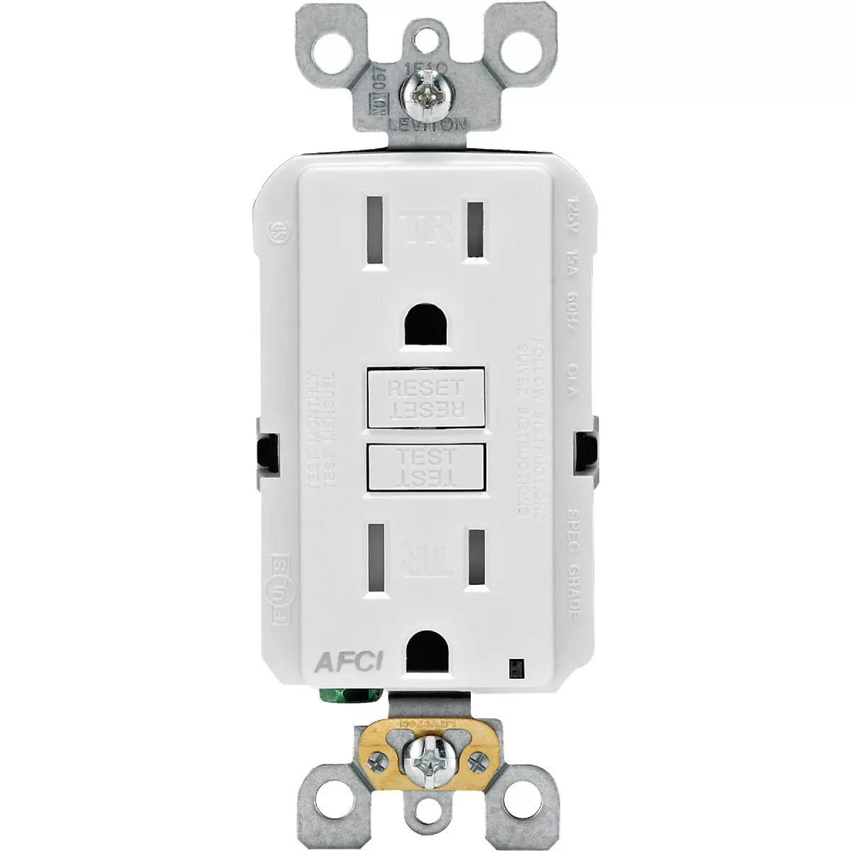 Leviton SmartLockPro 15A White Arc Fault 5-15R Duplex Outlet