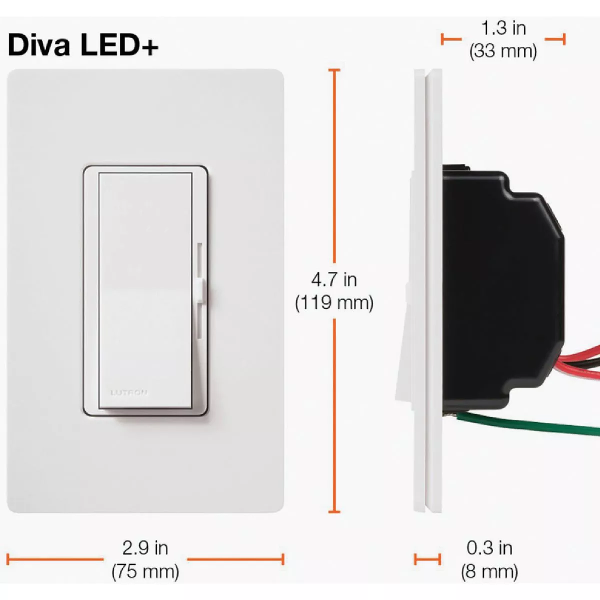 Lutron Diva Incandescent/Halogen/LED/CFL Light Almond Slide Dimmer Switch - photo 10