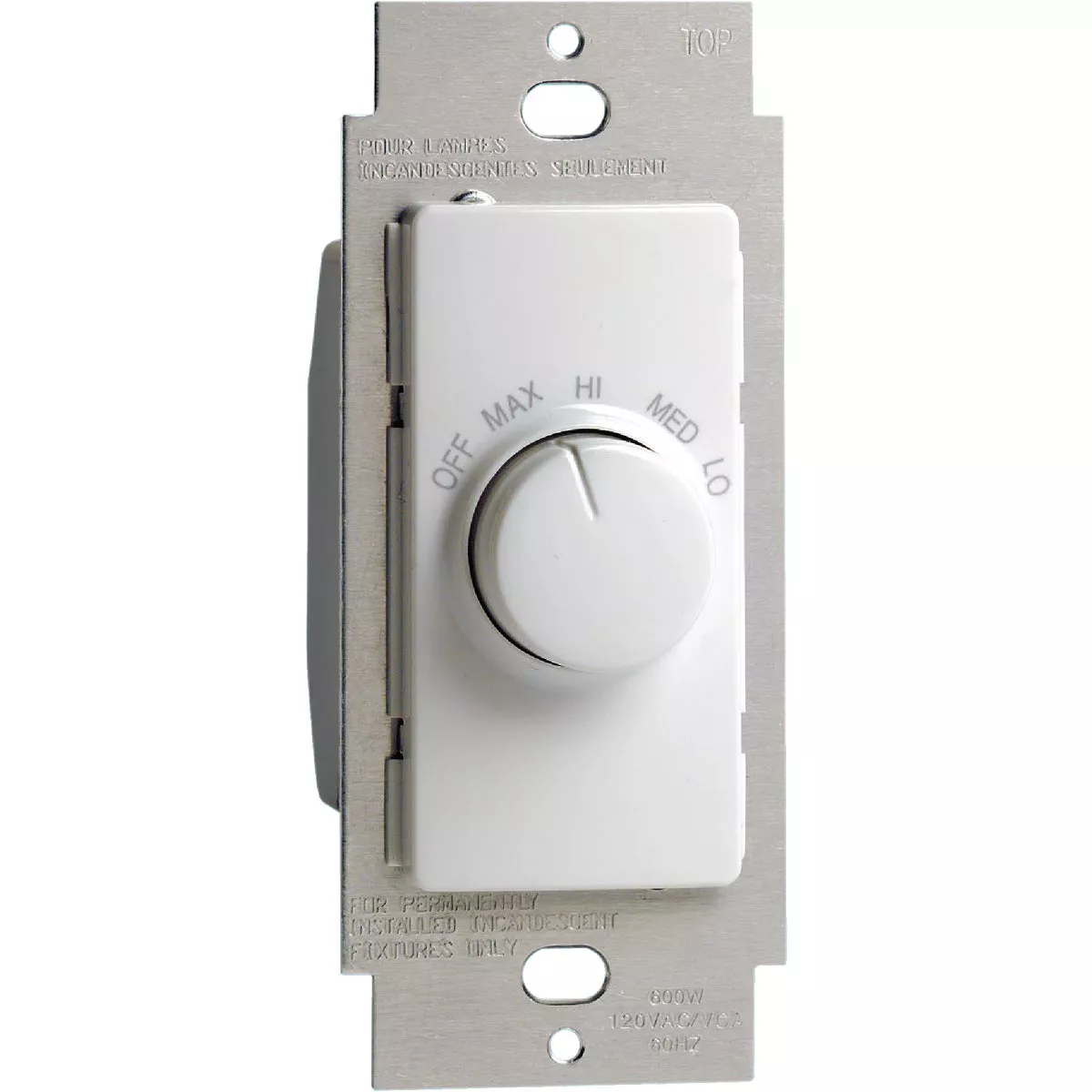 Leviton White 4-Speed Single Pole Rotary On/Off Fan Control Switch