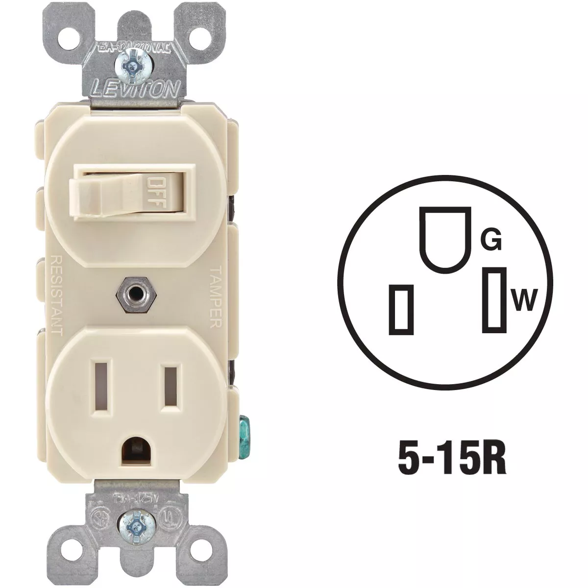 Leviton Light Almond 15A Commercial Grade Switch & Outlet