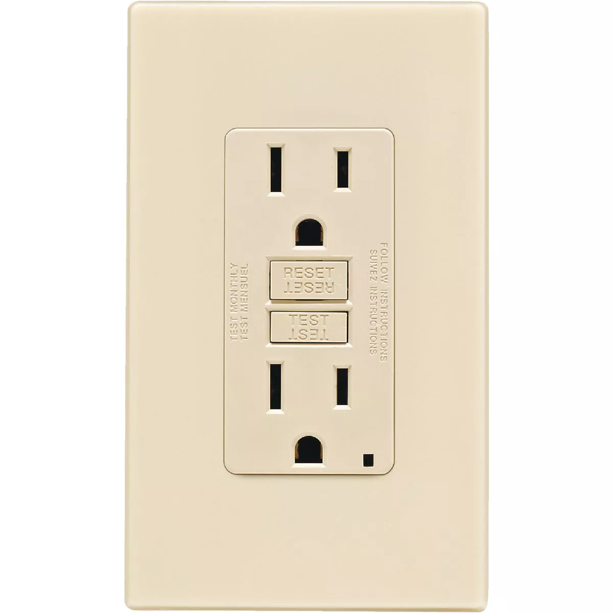 Leviton SmartlockPro Self-Test 15A Ivory Residential Grade 5-15R GFCI Outlet with Screwless Wall Plate - photo 2