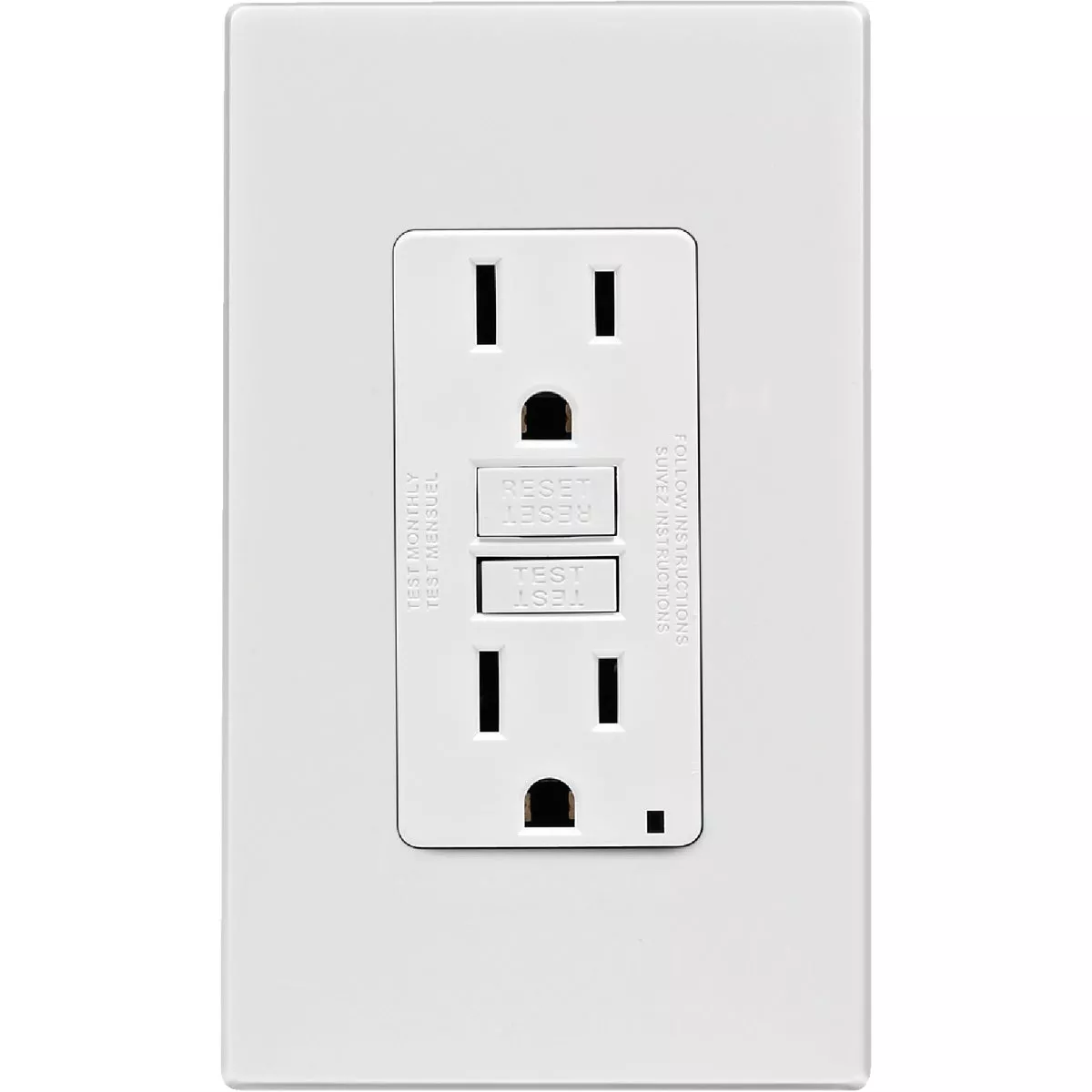 Leviton SmartlockPro Self-Test 15A White Residential Grade 5-15R GFCI Outlet with Screwless Wall Plate - photo 2