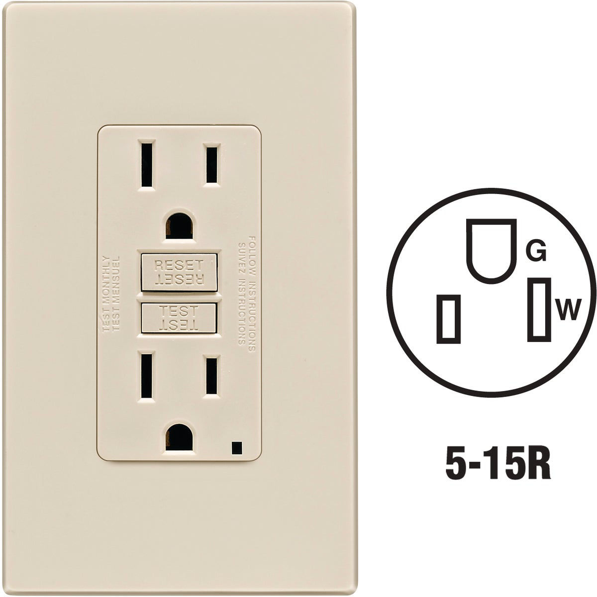 Leviton SmartlockPro Self-Test 15A Light Almond Residential Grade 5-15R ...