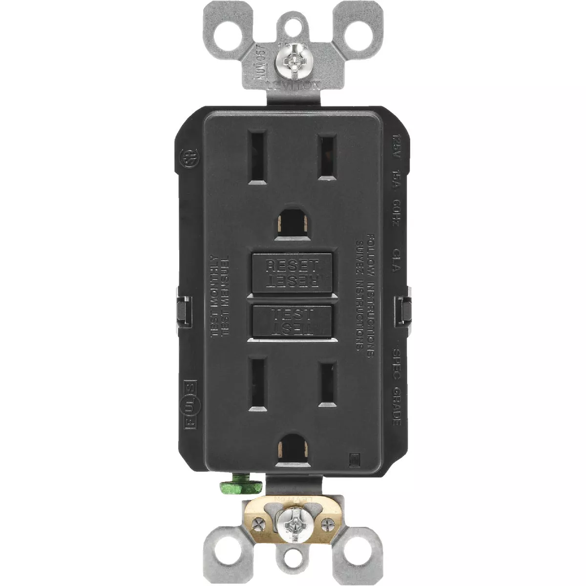 Leviton SmartlockPro Self-Test 15A Black Residential Grade Rounded Corner 5-15R GFCI Outlet - photo 2
