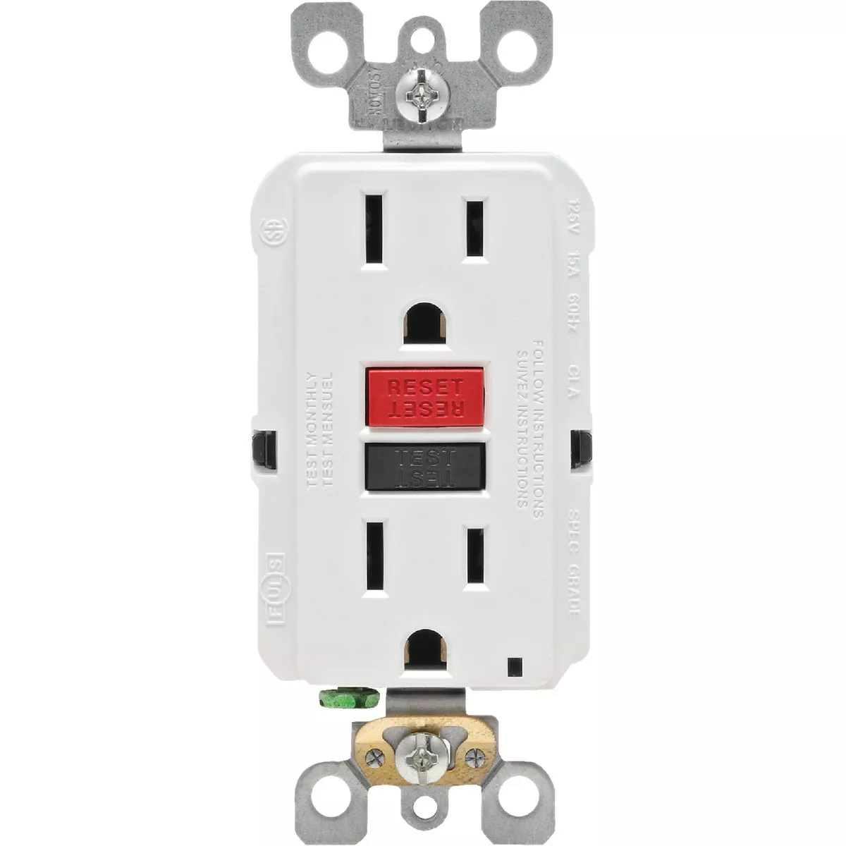 Leviton SmartlockPro Self-Test 15A White Residential Grade 5-15R GFCI Outlet - photo 2