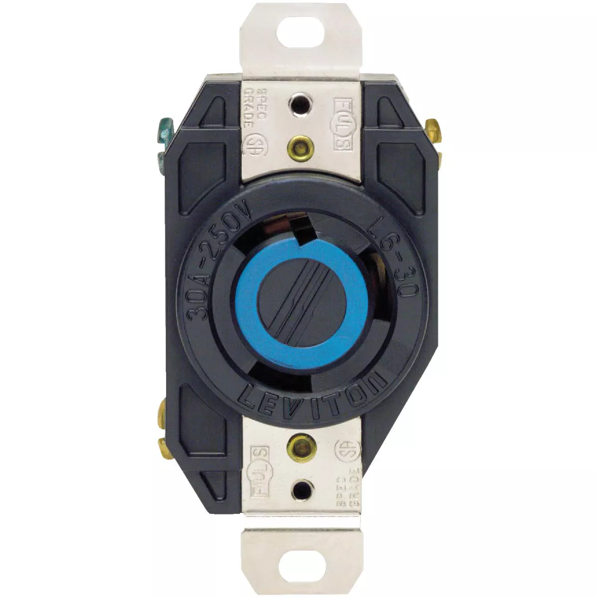 Leviton 30A 250V Black Industrial Grade L6-30R Locking Outlet Receptacle - photo 2