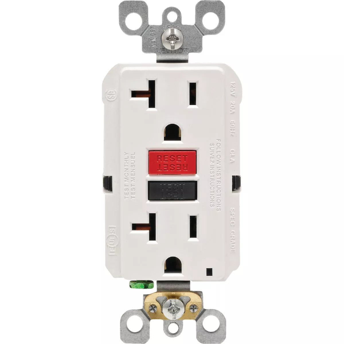 Leviton SmartlockPro Self-Test 20A White Commercial Grade 5-20R GFCI Outlet - photo 2