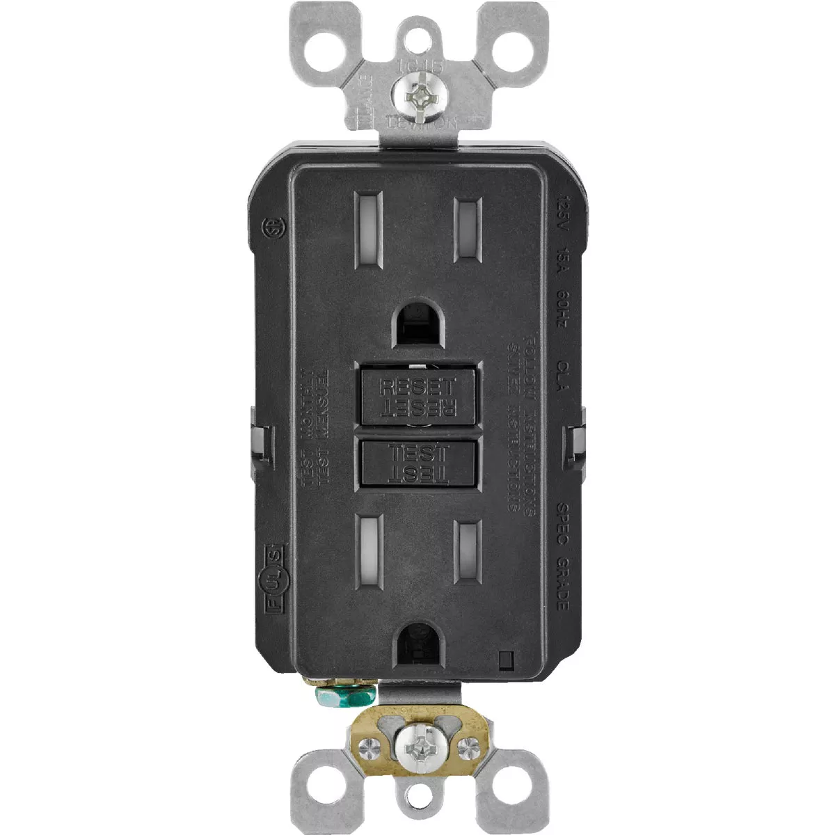 Leviton SmartlockPro Self-Test 15A Black Residential Grade Tamper Resistant 5-15R GFCI Outlet - photo 2