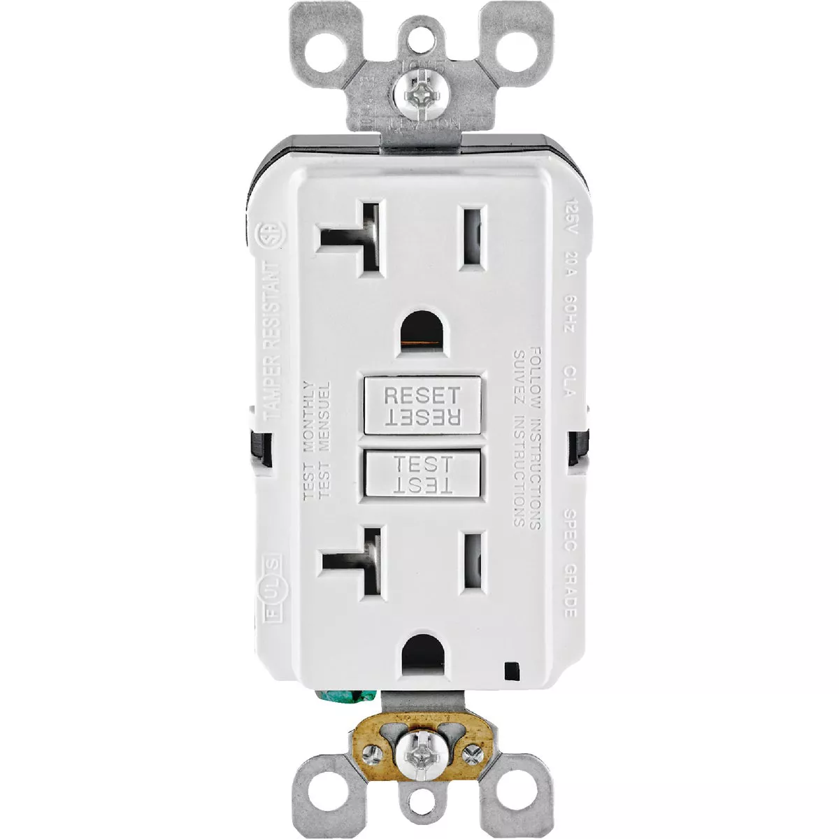 Leviton SmartlockPro Self-Test 20A White Commercial Grade Tamper Resistant 5-20R GFCI Outlet - photo 2