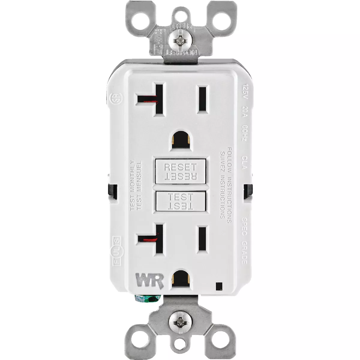 Leviton SmartlockPro Self-Test 20A White Residential Grade Tamper & Weather Resistant 5-20R GFCI Outlet - photo 2