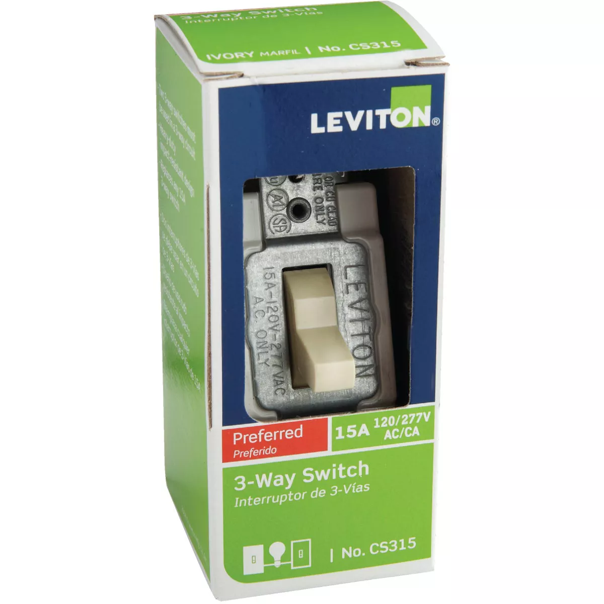 Leviton Toggle Ivory 15A Grounding Quiet 3-Way Switch - photo 2