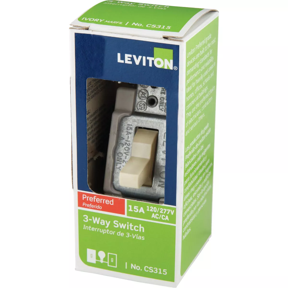 Leviton Toggle Ivory 15A Grounding Quiet 3-Way Switch - photo 3