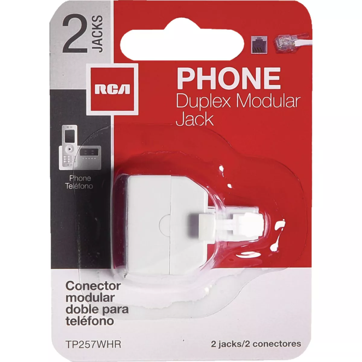 RCA White 2-Line Phone Splitter - photo 2