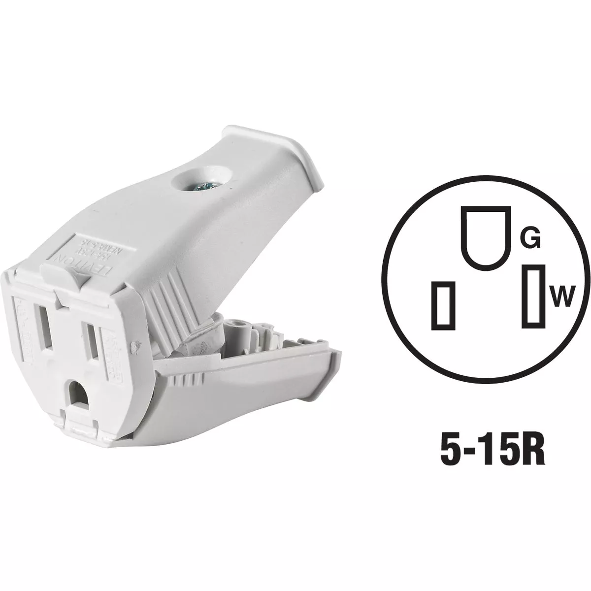 Leviton 15A 125V 3-Wire 2-Pole Clamp Tight Cord Connector, White
